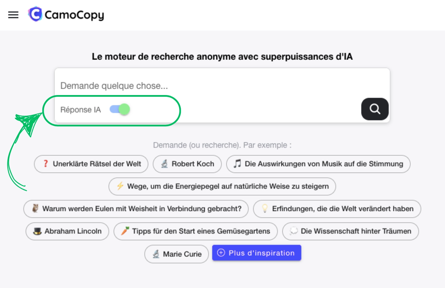 Exemple de moteur de recherche IA